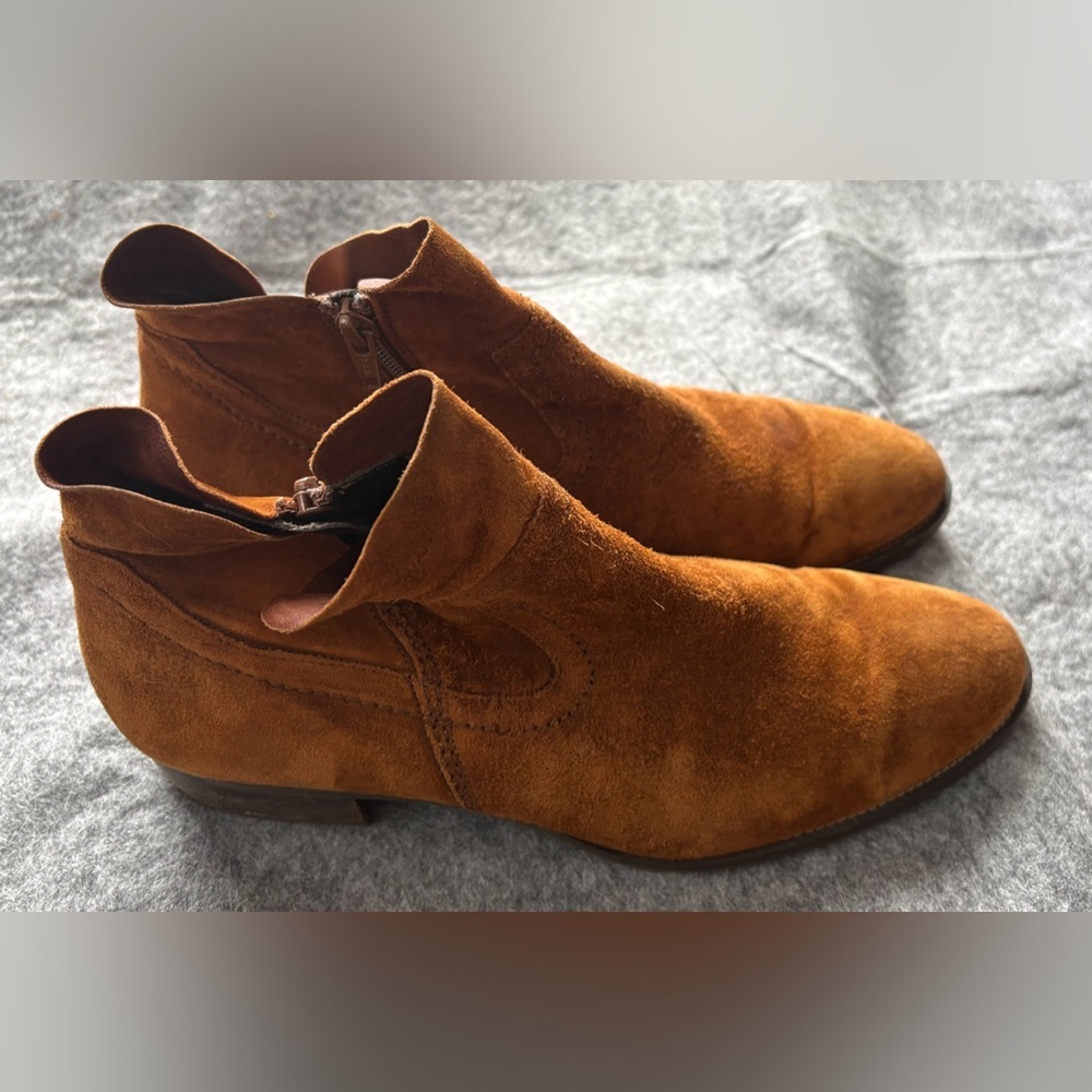 Nicole Nut Suede Zip Up Paul Green Ankle Boots Size US 9.5 Size UK 7 NWOT